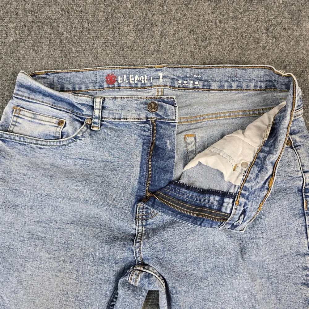 Element Mens Slim Fit Jeans Light Wash Acid Blue Denim Stretch Pants